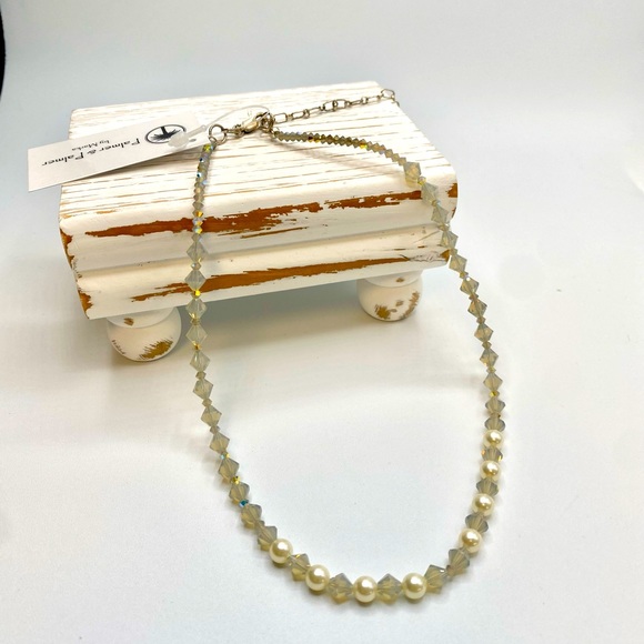 Swarovski Crystal & Pearl - Sterling Silver Necklace - Picture 2 of 7